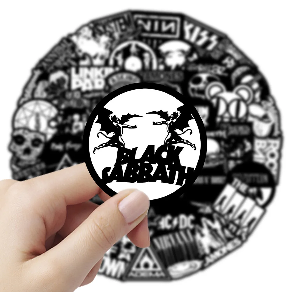 55 Pegatinas de Bandas de Rock - Calcomanías con Temática Musical para Guitarras, Maletas, Cuadernos y Manualidades DIY - Tienda de Pegatinas Giajar