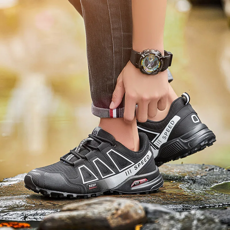 Zapatos de senderismo para hombre, zapatos de entrenamiento tácticos antideslizantes con suela de goma para exteriores, zapatos deportivos ligeros y cómodos para senderismo y viajes