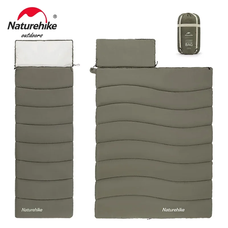 Naturehike-saco de dormir de algodón 2 en 1, saco de dormir para acampar, ultraligero, empalmable, para verano