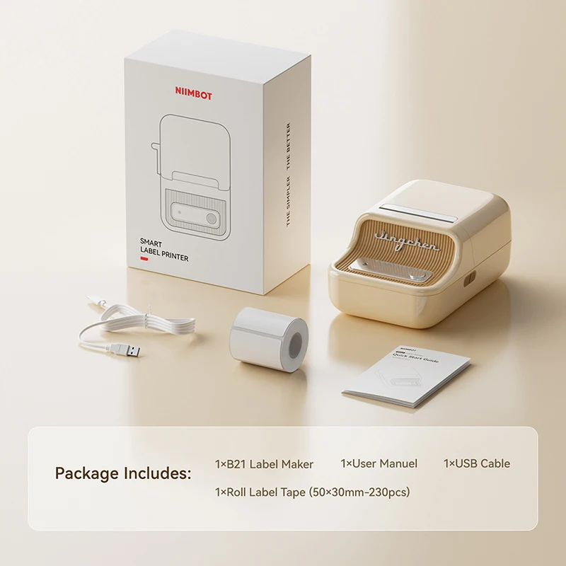 Impresora térmica portátil NIIMBOT B21/B1, impresora de pegatinas inalámbrica de 1500mAh con etiquetas autoadhesivas para joyería de ropa de código de barras