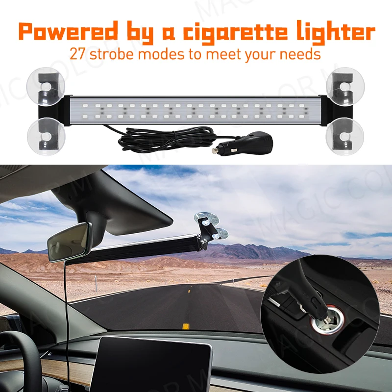 Luz Estroboscópica de 40 LED, Lámpara de Advertencia Delantera, Barra para Parabrisas de Auto, Luz Intermitente de Tráfico, Amarillo/Blanco, Accesorios para Auto, 12V-24V