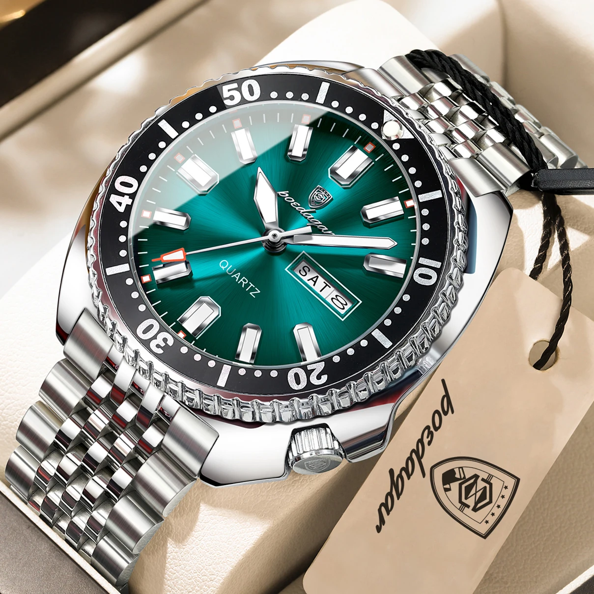 Reloj de Pulsera POEDAGAR para Hombre, Diseño Moderno, Luminoso, Resistente al Agua, con Fecha, Día de la Semana, Cuarzo, Acero Inoxidable, Creativo