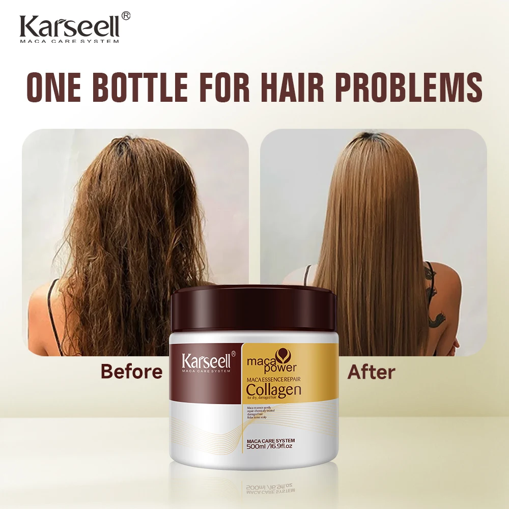 Karseell 2 uds tratamiento capilar de colágeno reparación profunda acondicionamiento aceite de argán mascarilla para el cabello esencia para cabello seco dañado todo tipo de cabello