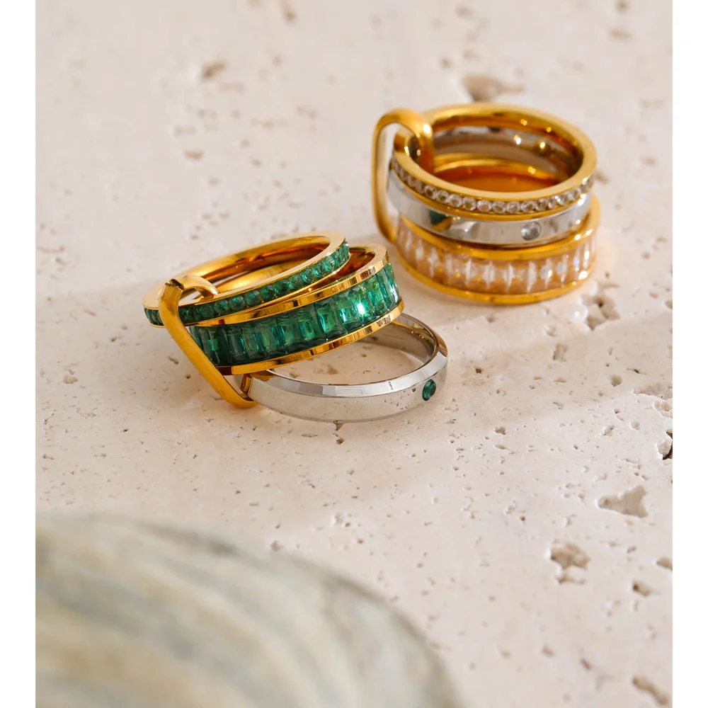 Anillo Apilable de Acero Inoxidable con Circonita Cúbica Yhpup Talla 678, Joyería Delicada de Alta Calidad, Popular, Novedades 2026