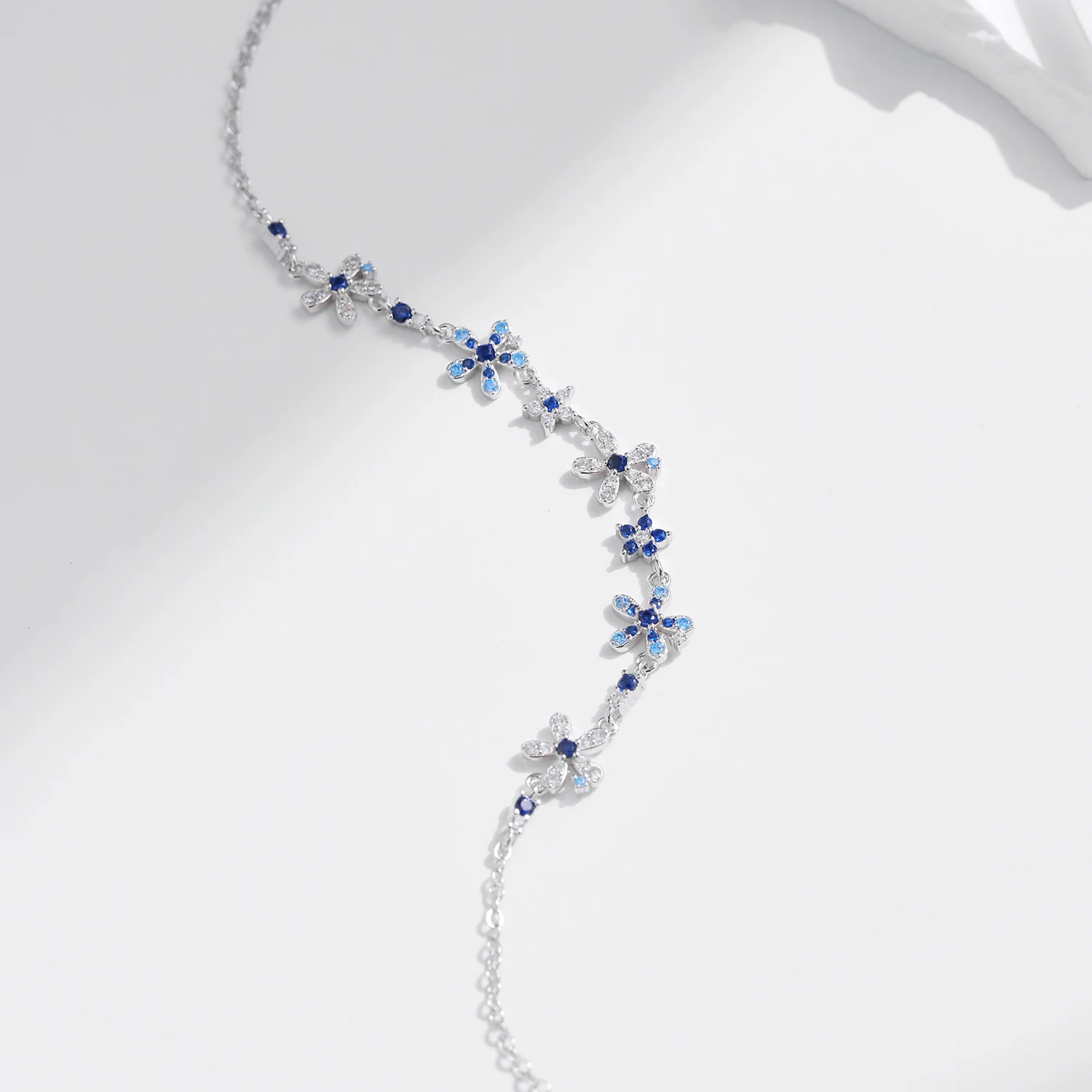 MODIAN-pulseras brillantes de Plata de Ley 925 con ajuste pavimentado de flores de lujo, cadena de eslabones diaria a la moda para mujer, regalo de joyería