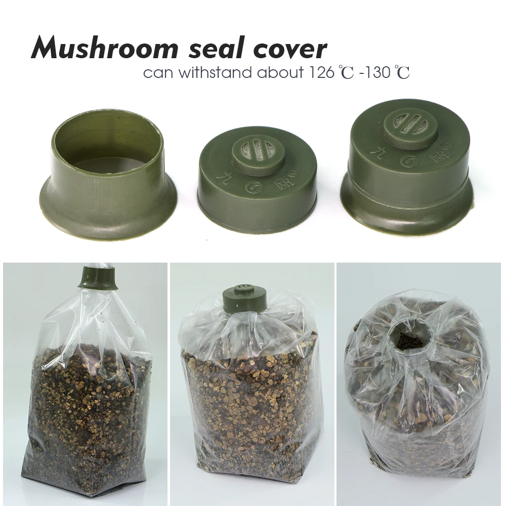 Bolsa de cultivo de setas, cubierta de filtro sellable, tapa de anillo de bloqueo de doble manga para herramienta de bolsa de plantación de cultura Agaric Spawn, 20/50 Uds.