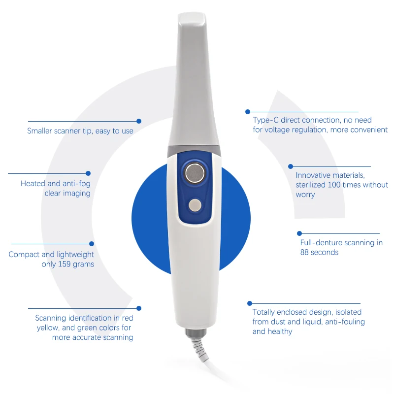 Escáner Intraoral Digital Dental, Escaneo Inteligente con IA, Visor 3D en Línea