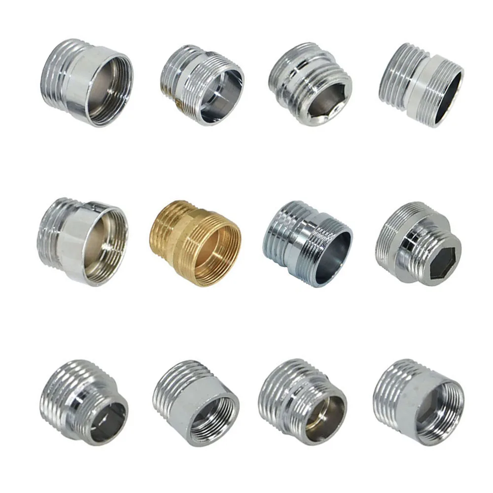 Acoplador de grifo de agua de latón plateado, accesorios de conector de rosca de 1/2 a M16 M18 M20 M22 M24 M28 para burbujeador de cocina y baño