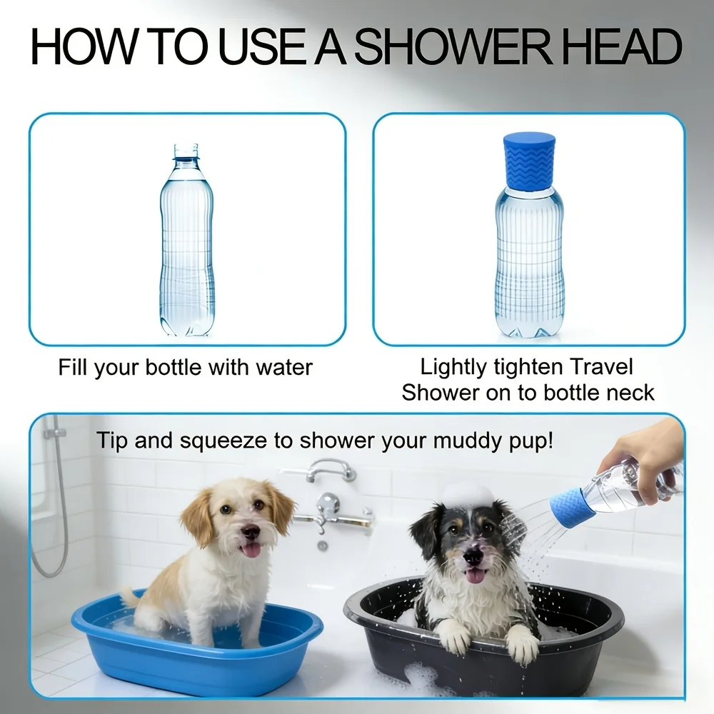 Cabezal de ducha para mascotas, boquilla portátil de silicona para baño de perros y bebedero al aire libre, cabezal pulverizador multifuncional, suministros de limpieza para mascotas, 1/3 Uds.