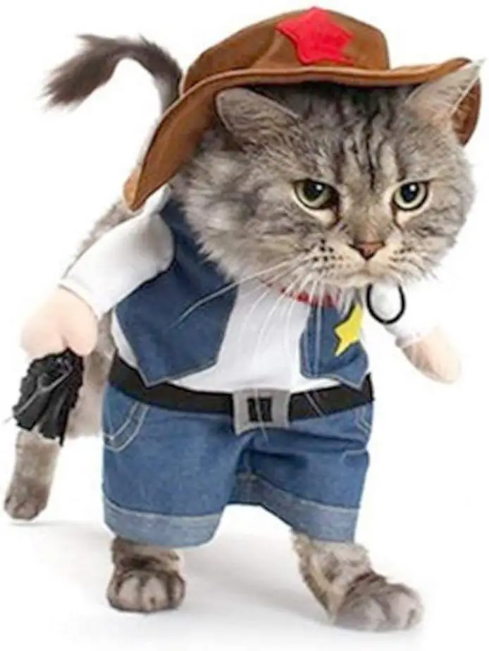 Divertido disfraz de Halloween para perros y gatos, ropa de vaquero para perros, disfraces para perros pequeños, accesorios para Cosplay de gatos