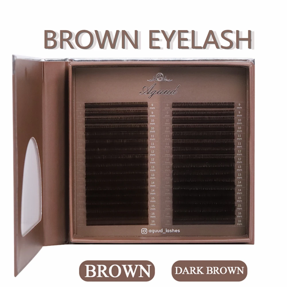 AGUUD 32 filas Color marrón Chocolate pestañas Premium Color caramelo visón Individual Cachemira volumen extensiones de pestañas colección
