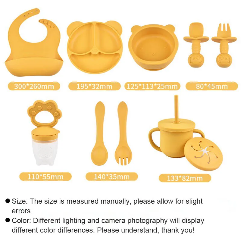 Juego de alimentación de bebé, cuenco con ventosa, vajilla personalizada para niños, juguete para morder, plato de oso de fruta, tazón, alimentador de tazas infantiles