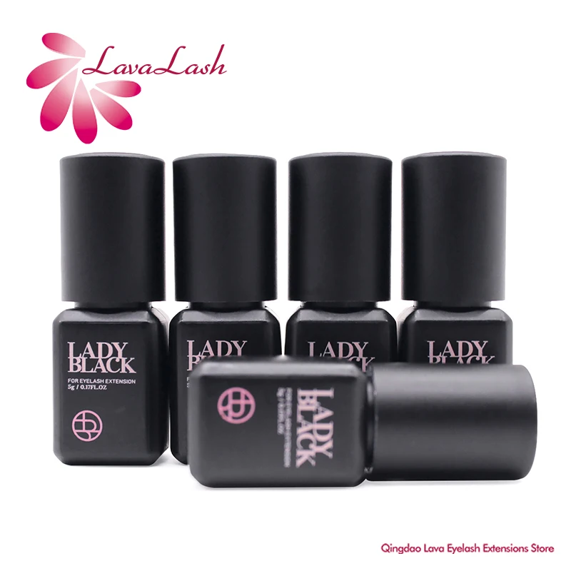 5 botellas de pegamento negro Original para extensiones de pestañas con bolsa Original de baja irritación 5ml herramienta de maquillaje de pegamento para pestañas postizas de Corea