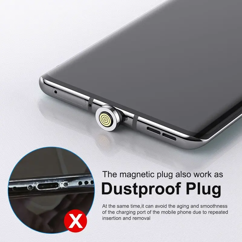 7Pin 3A USB-A tipo C puntas de enchufe magnético adaptador de Cable de carga rápida para cargador magnético Samsung 360 °   Conector de rotación de grados