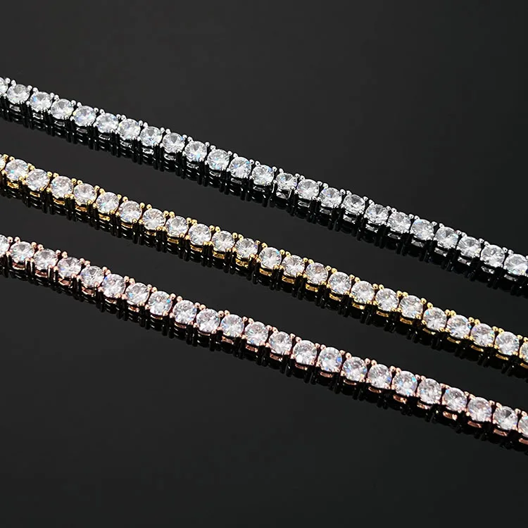 Pulseras de tenis de moissanita simples a la moda, brazaletes de plata S925 con diamantes brillantes para mujeres y hombres, brazaletes para fiestas y bodas, joyería certificada GRA