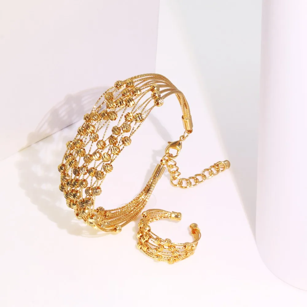 GZJPEI-Conjunto de joyería hecha a mano para mujer, conjunto de cuentas chapadas en oro de 18K multicapa, accesorios de joyería para boda y cumpleaños de alta calidad