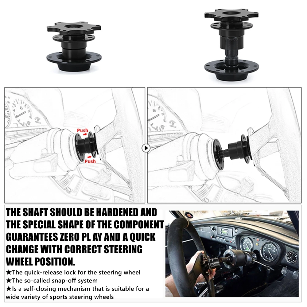 Kit de cubo de liberación rápida para volante de carreras Universal, adaptador de cubo de rueda, accesorios de coche, reemplazo de aluminio, 6 orificios