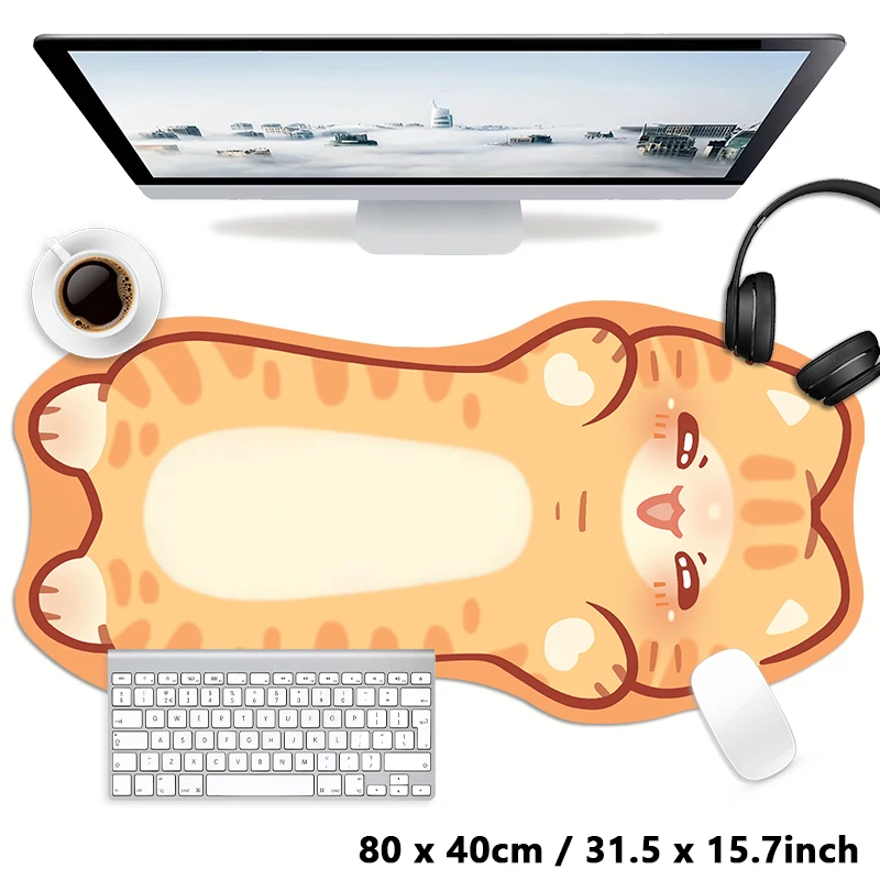 Alfombrilla de ratón grande XXL con diseño de gato Kawaii de carey rosa y negro, alfombrilla para ratón antideslizante para ordenador, alfombrilla para teclado y escritorio