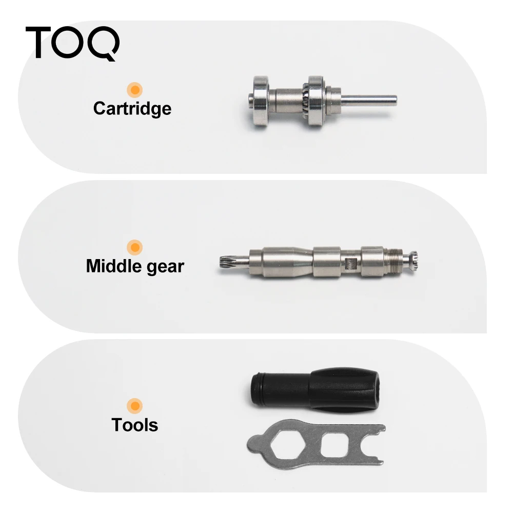 TOQ Red Ring 1:5 Contra-ángulo de aumento de baja velocidad con irrigación interna y fibra óptica para motor tipo E