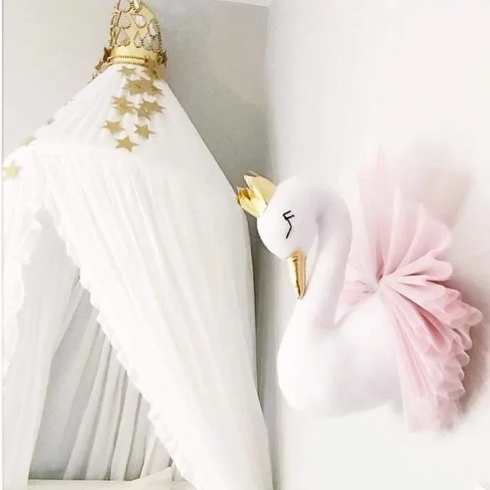Muñeco de cisne de corona dorada, colgante de pared, decoración de habitación de niña, accesorios de fotografía de cumpleaños, relleno de Animal de cisne, regalo de decoración