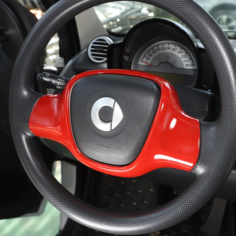Para Mercedes-Benz Smart 451 Fortwo 2009-2015, Cubierta Decorativa de Fibra de Carbono ABS para Volante, Adhesivo para Accesorios de Auto