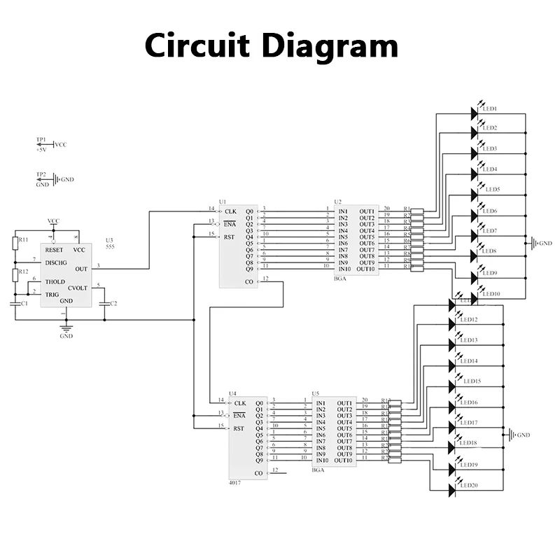 Kit de tablero de práctica de soldadura de Chip BGA, kit de bricolaje de circuito de luz de flujo SMD 555 4017