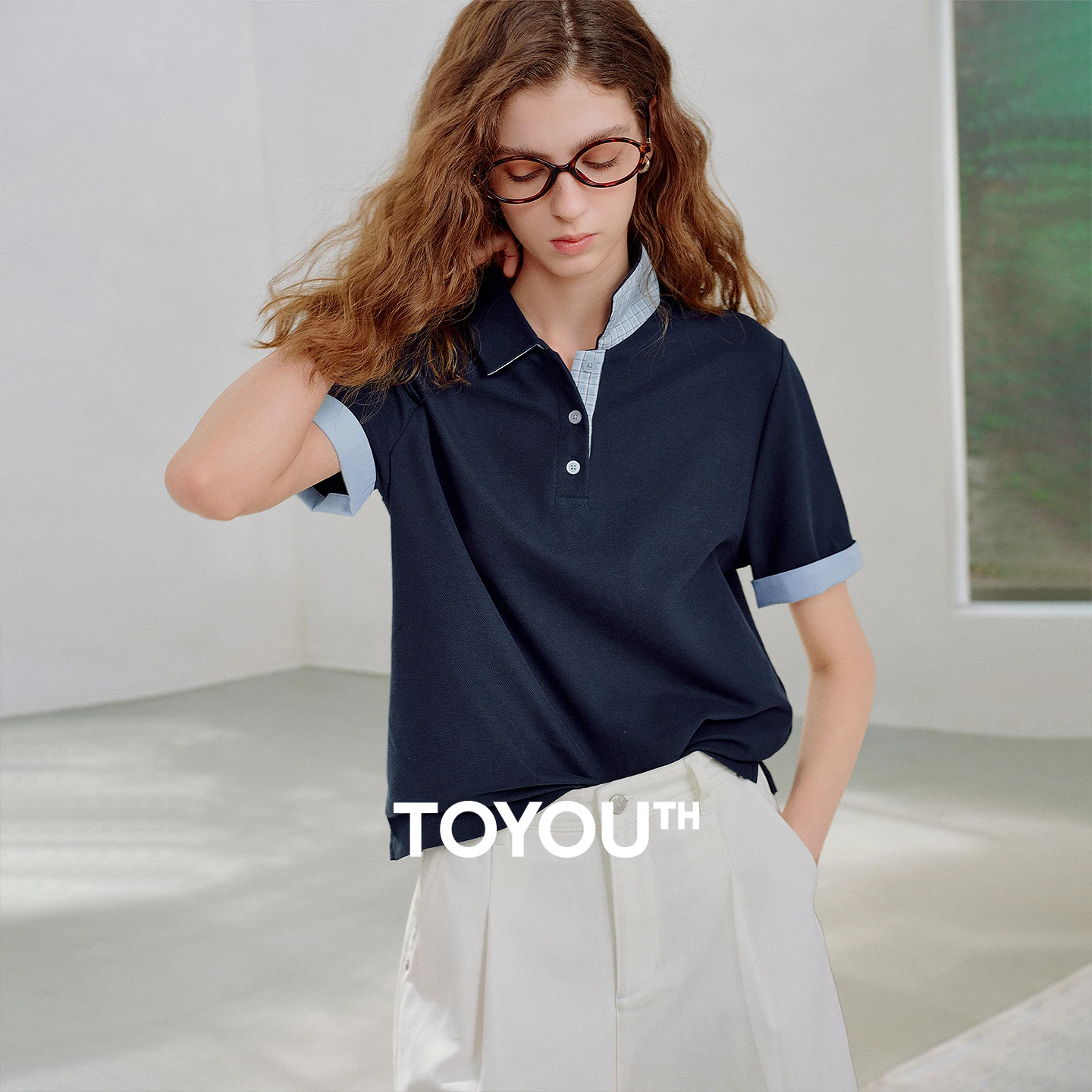 TOYOUTH-Polo de Piqué para mujer, camisetas informales Vintage con manga plegable a cuadros y bloques de Color mejorado, novedad de verano 2026
