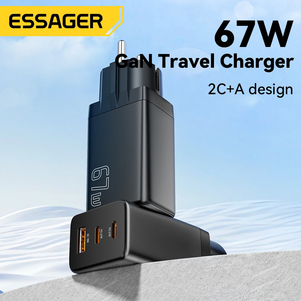 Essager GaN USB tipo C cargador 67W 45W 33W KR enchufe de la UE carga rápida para Samsung iPhone 16 15 14 Pro Huawei teléfono portátil Chagers