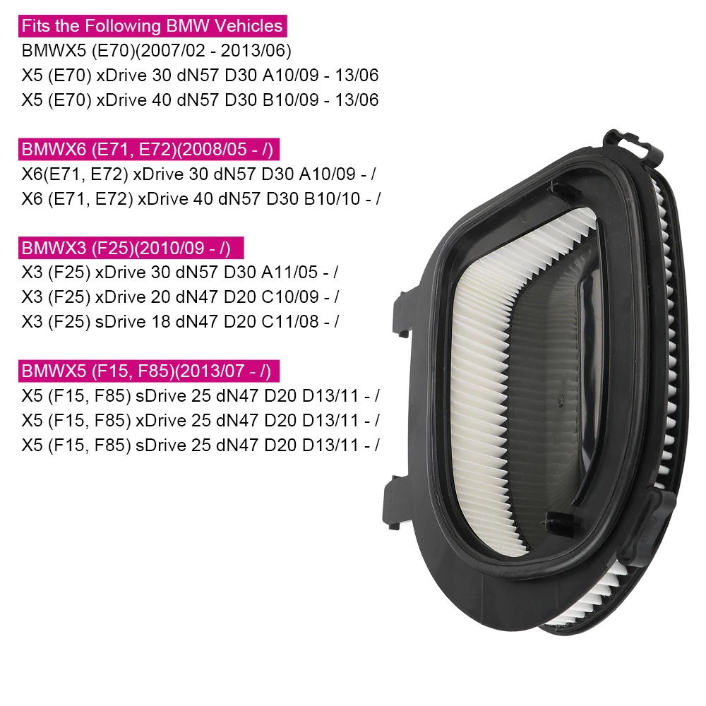 Elemento de filtro de aire para automóvil Accesorios para automóviles 2.0-3.0L OEM 13717811026   Para BMW X3 X5 X6 F25 F15 E72 E71 E70 filtro de aire