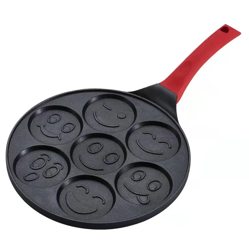Sartén antiadherente para desayuno con siete agujeros, sartén para tortilla porosa de fondo plano, molde para tortilla de bebé