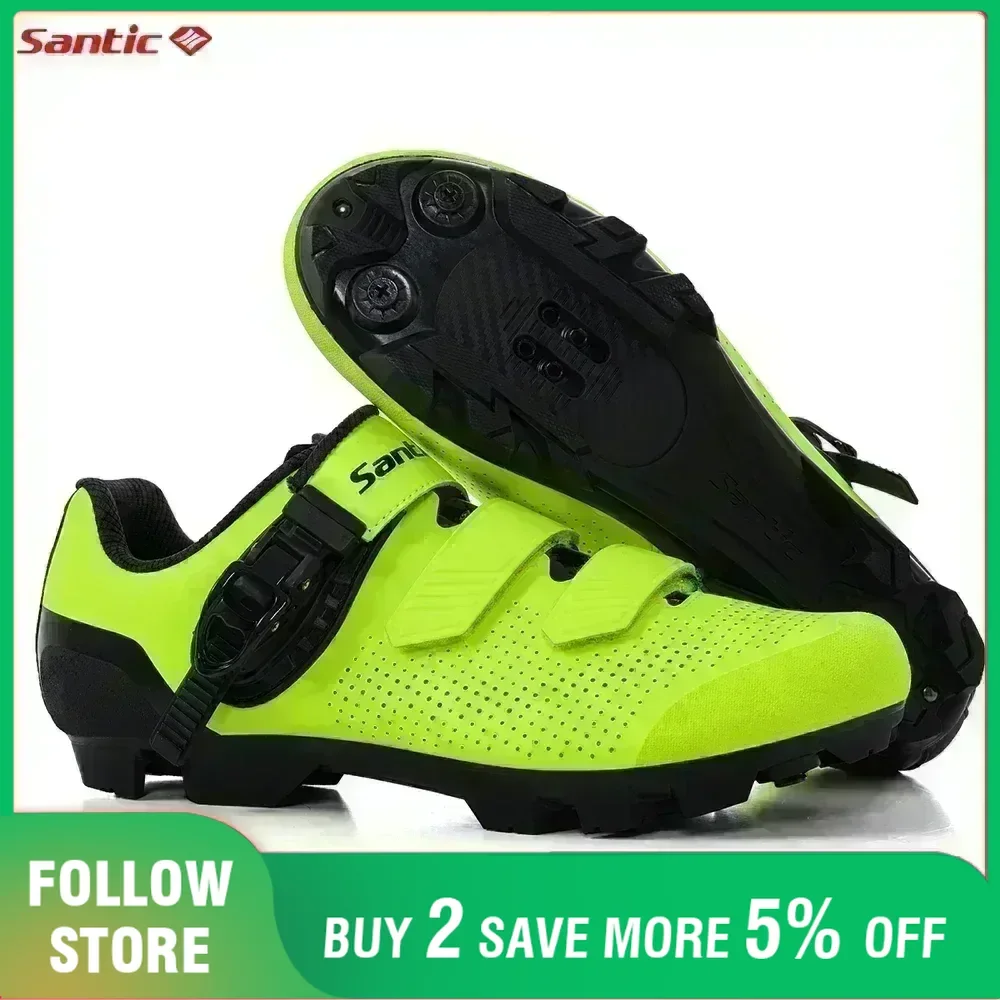 Santic-zapatos de bloqueo para bicicleta de montaña para hombre, zapatillas con bloqueo SPD, accesorios de bicicleta MTB, transpirables, con autosujeción, Unisex