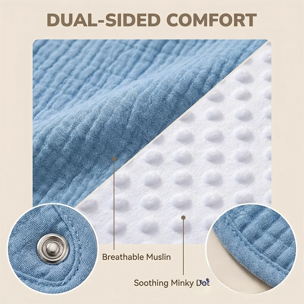 Paquete de 6 Baberos de Muselina para Bebé con Reverso de Felpa Suave con Puntos, Toalla para la Saliva con Bolsillos Absorbentes, para Niños y Niñas