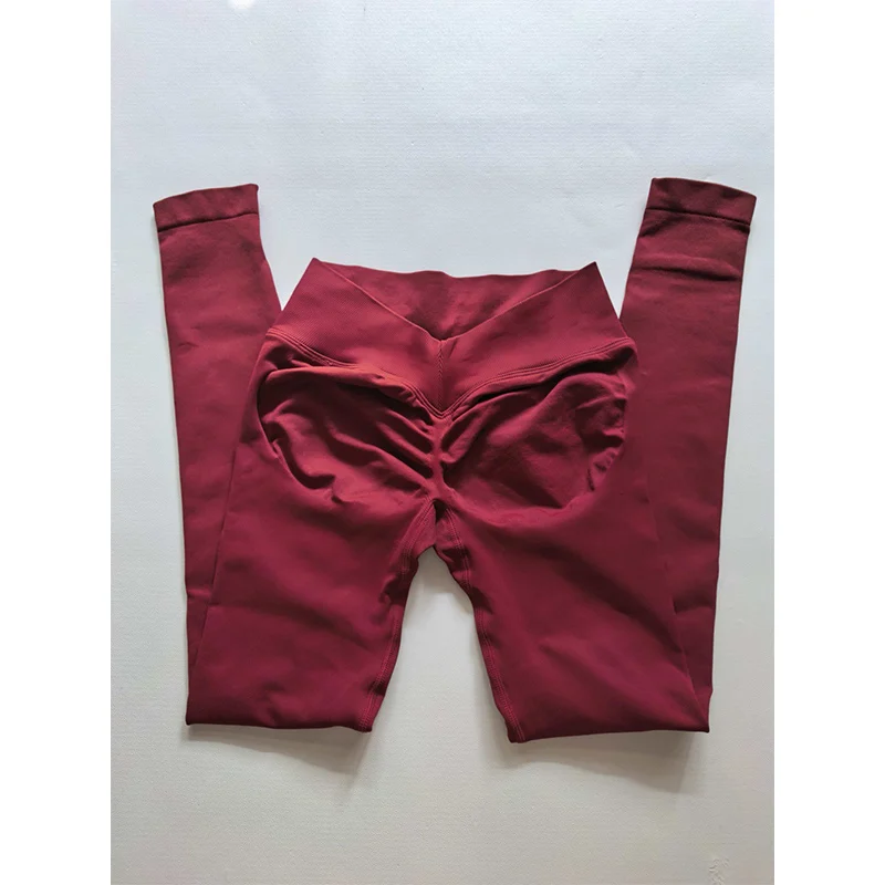 Scrunch Booty V-cintura levantamiento de cadera Fitness gimnasio correr entrenamiento medias deportivas mallas deportivas mujer pantalones de Yoga sin costuras