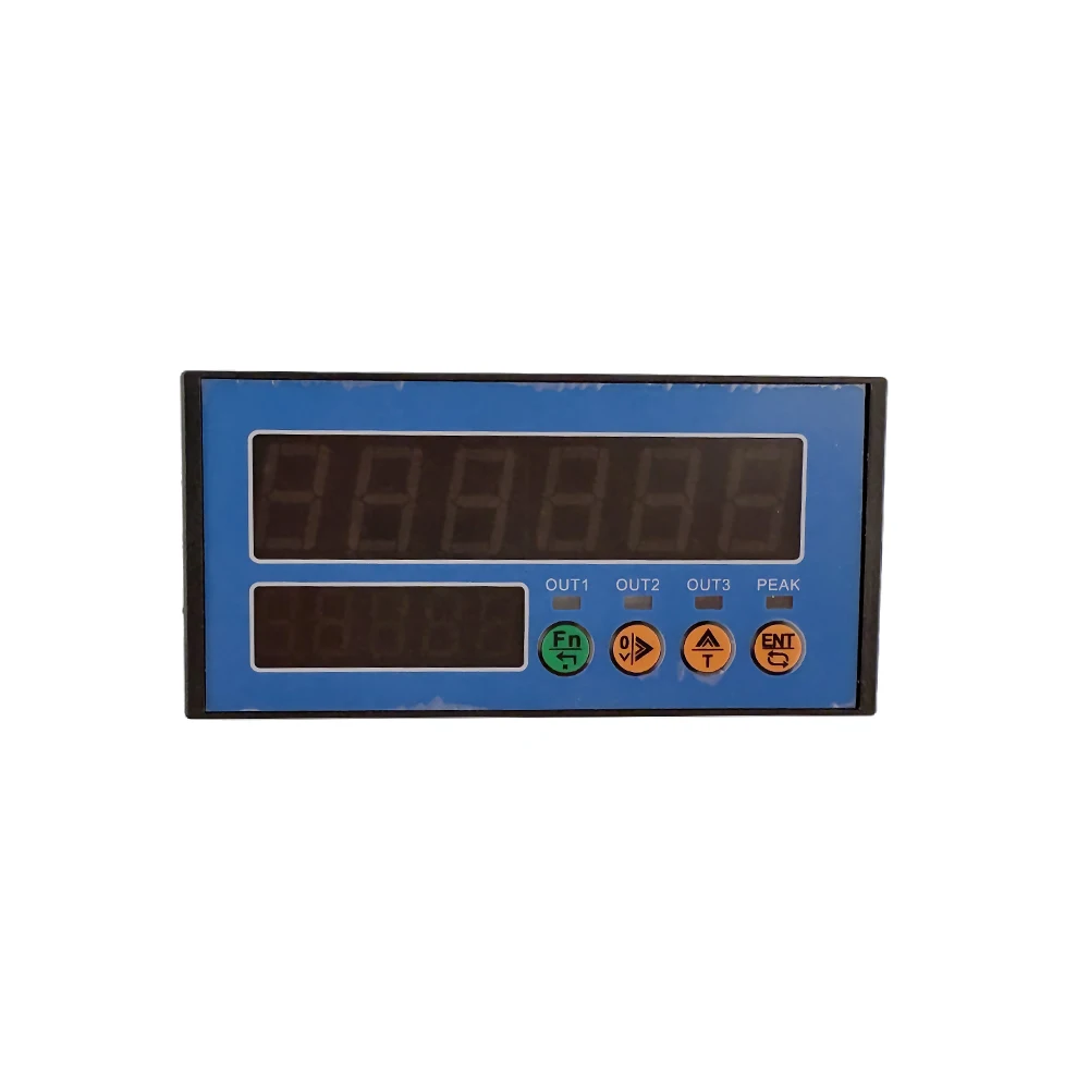 Sensor de fuerza de tracción con controlador, indicador de peso con retención de valor máximo y 3 alarmas de relé para báscula.