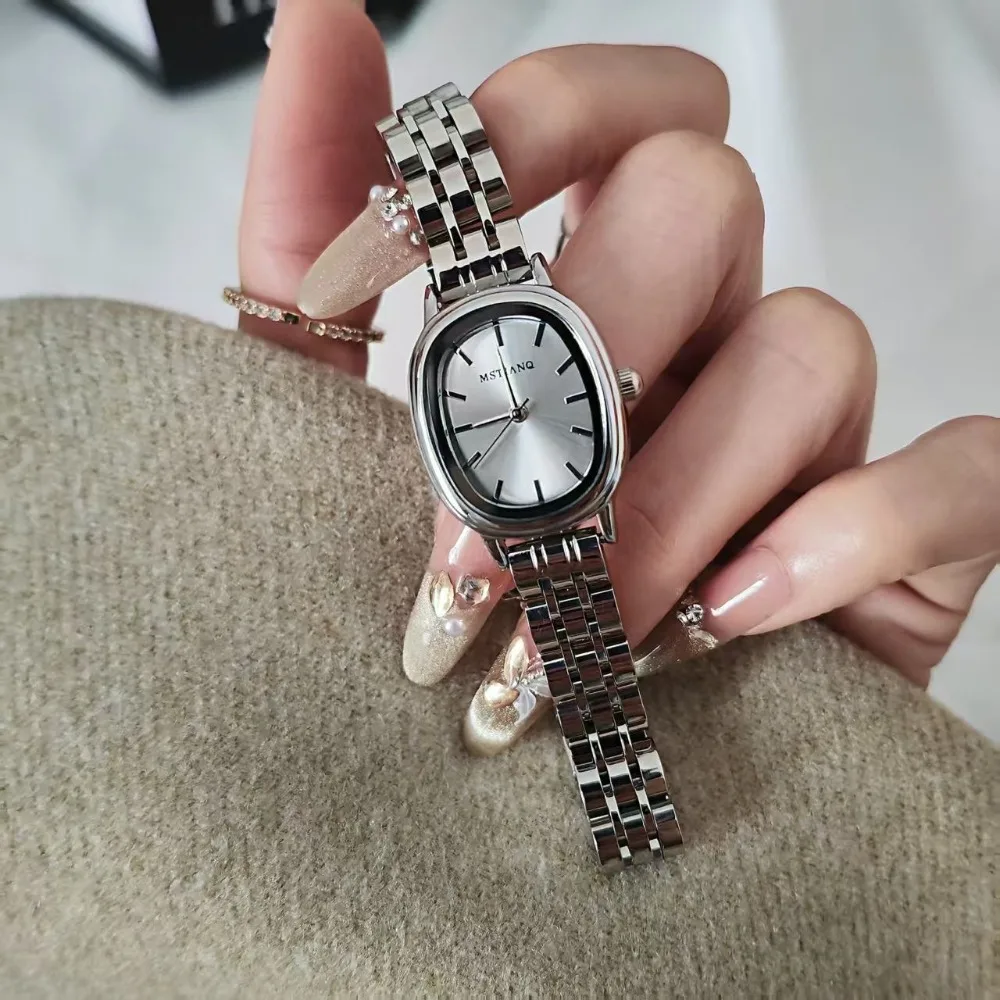 Reloj de Mujer de Marca Famosa, Esfera Ovalada Pequeña, Reloj de Cuarzo Verde, Regalo de Lujo para Estudiantes, Relojes de Pulsera, Dropshipping, Relojes Para Mujer