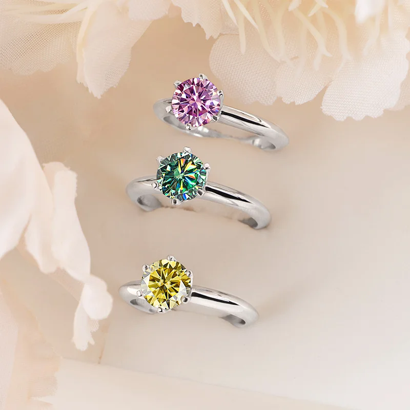 Anillo de moissanita con certificación GRA VVS1, anillo solitario de diamante de laboratorio para mujer, promesa de compromiso, joyería de boda