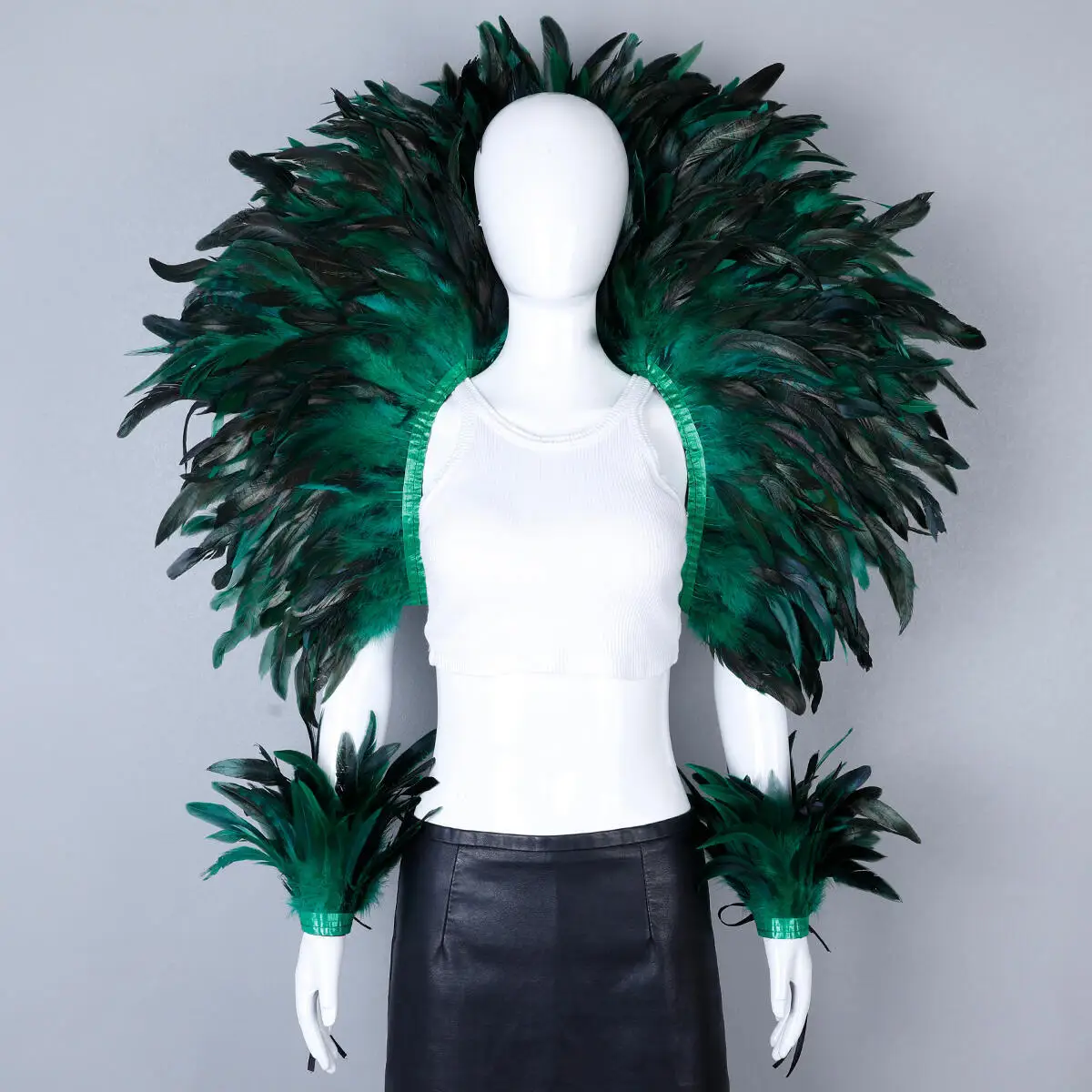 Conjunto elegante de chal de 2 piezas para mujer, estilo Punk de plumas para Cosplay, baile de máscaras de Halloween, fiesta, Carnaval, nuevo