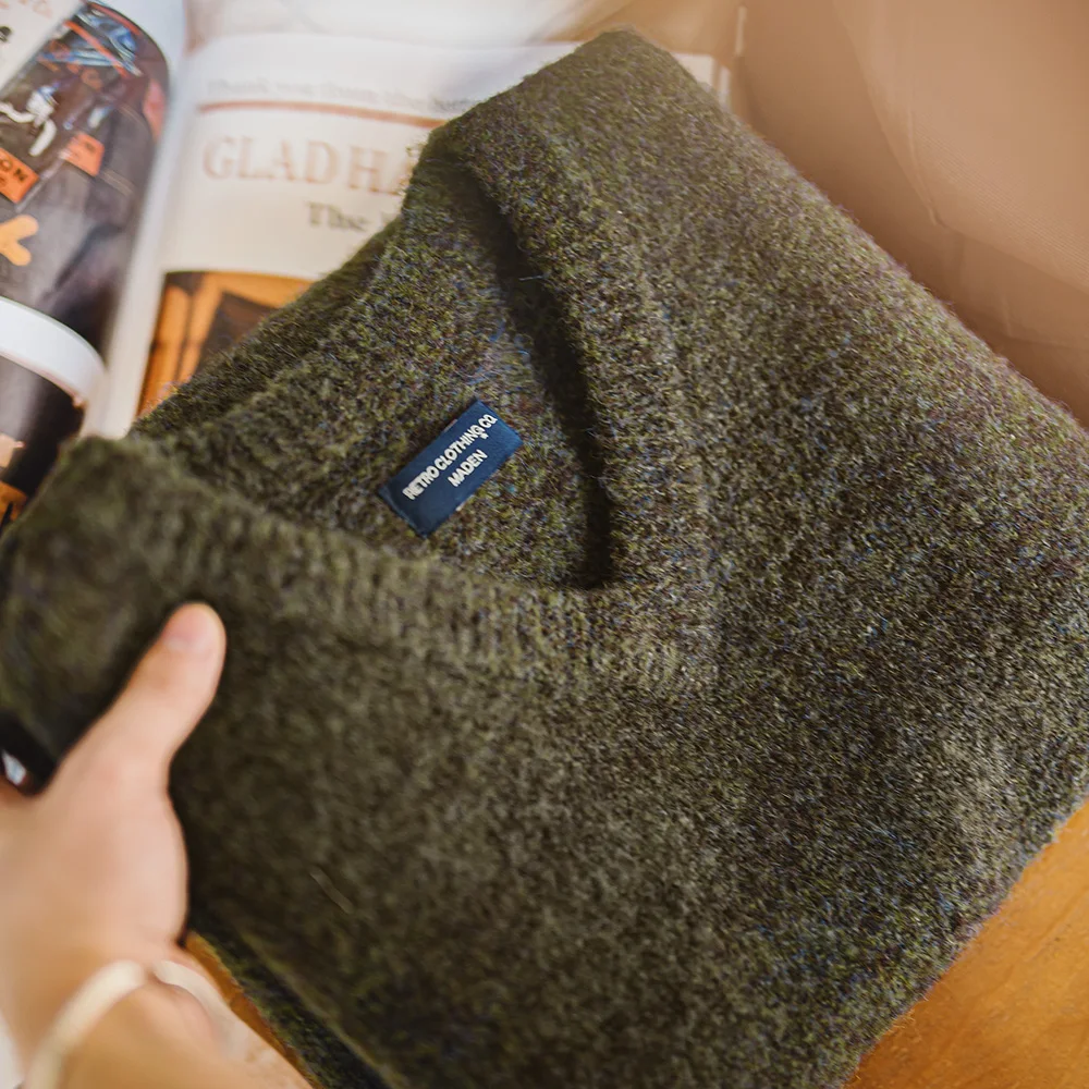 Chaleco de Punto Retro Maden con Cuello en V, Mezcla de Lana, para Usar en Capas, Chaleco sin Mangas Cálido para Hombre, Otoño Invierno, Prendas de Punto