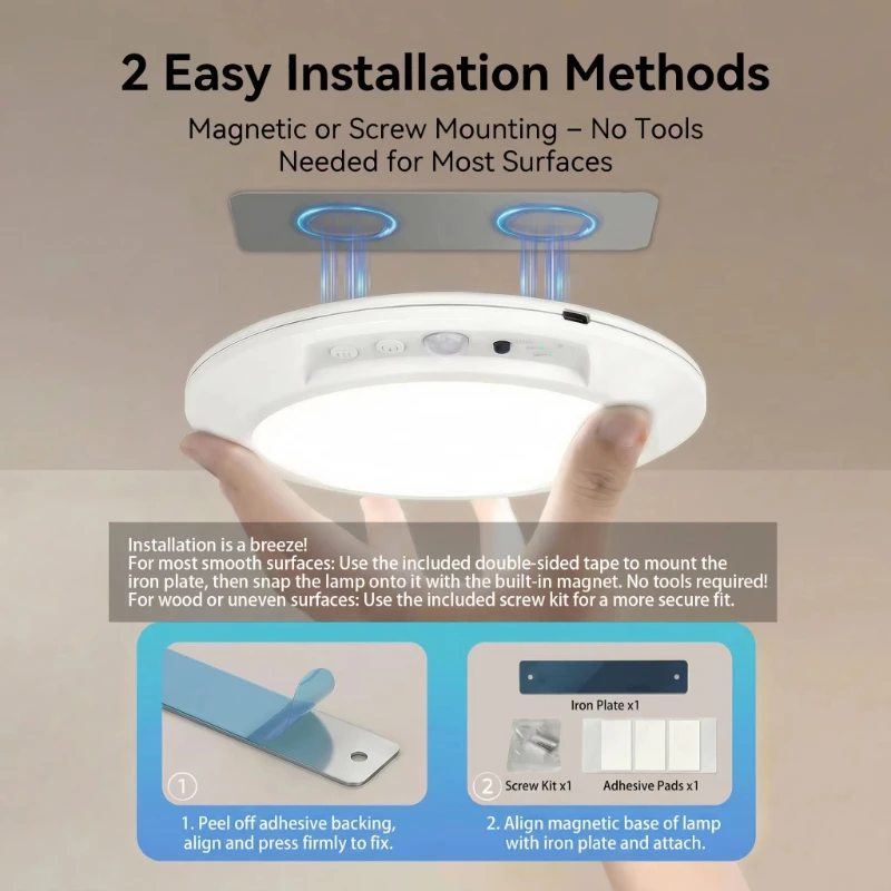 Luz de techo con Sensor de movimiento, lámpara magnética recargable por USB tipo C, lámpara de pared inalámbrica, luz LED nocturna con control remoto para cocina y guardarropa
