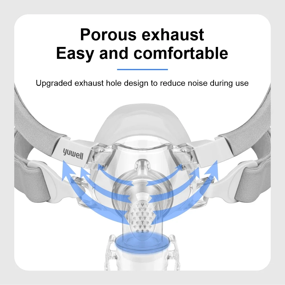 Mascarilla Nasal Yuwell YN03 con Tubo y Arnés, Cojín de Gel de Silicona para Máquina APAP CPAP, Apnea del Sueño, Anti Ronquidos, Amplio Campo de Visión