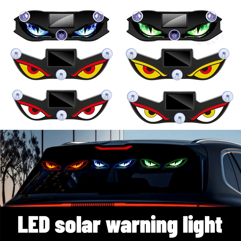 Luces Decorativas Solares para Automóviles, Ojos de Demonio, Luz Intermitente de Advertencia, Luces de Señalización Dinámicas de Seguridad para Vehículos, Luces para Halloween