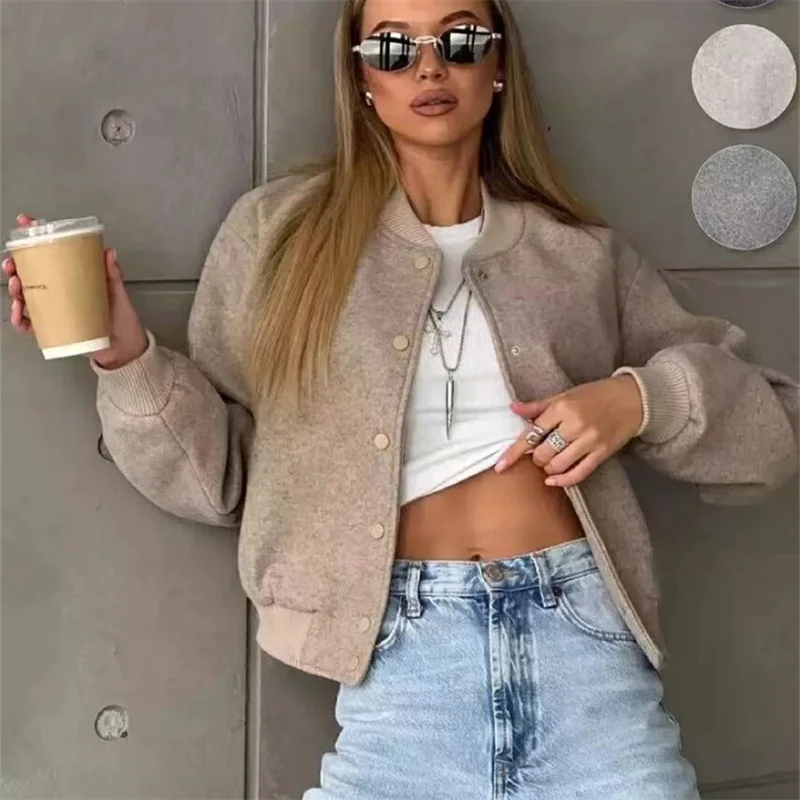 MUJER 2025 chaqueta de mujer, cazadora recortada para mujer, chaqueta de Tweed negra Beige, moda de mujer, manga larga, nuevo en abrigos cortos