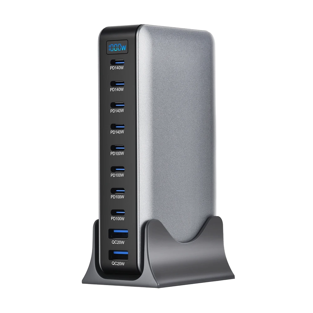 Cargador GaN de 1000W, USB C, de Escritorio, 10 Puertos, USB Tipo C, PD3.1, Carga Rápida para iPhone 17, 16, 15, Samsung S24, Xiaomi, Laptop