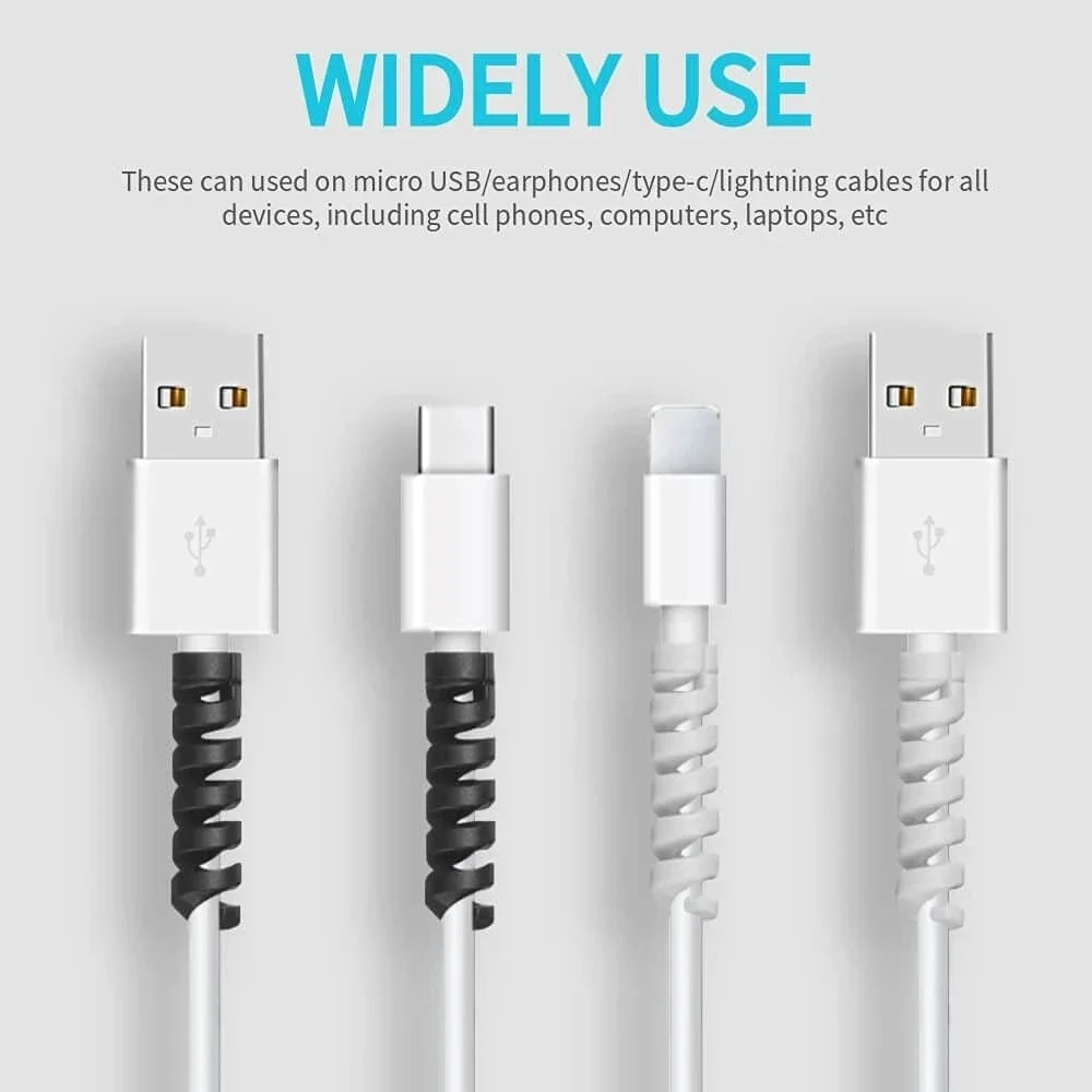 Protector de Cable de silicona, enrollador en espiral, cubierta protectora de Cable para teléfono, accesorios de Cable de cargador USB, 6/20 piezas