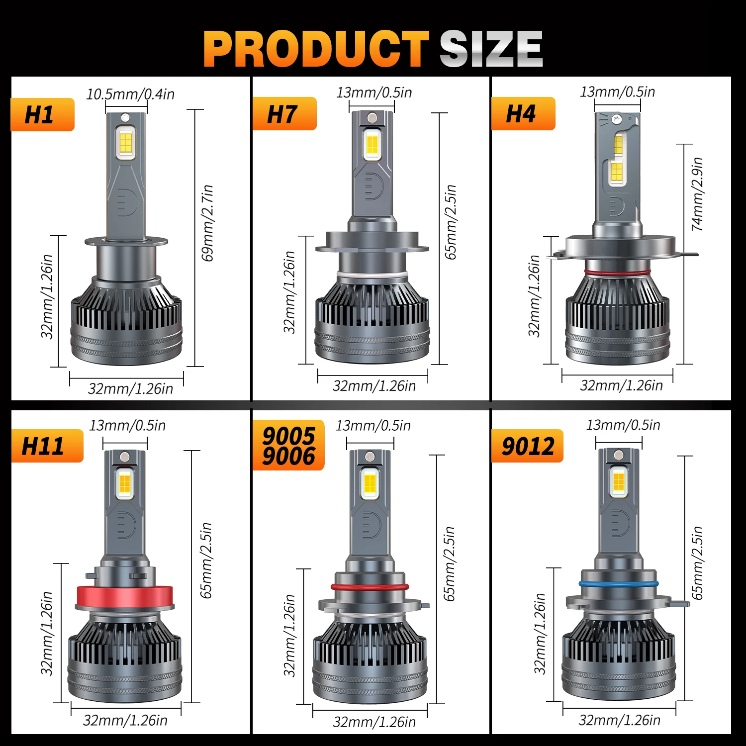 HYNBYZJ H7 H4 H11 faro LED 320W alta potencia H1 H8 H9 HB4 HB3 9005 9006 9012 lámpara Turbo 6000K luz blanca para coche