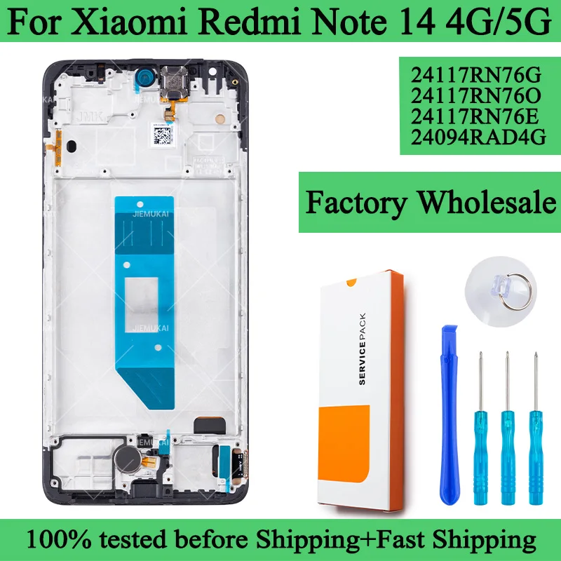 24117RN76G 24117RN76E Lcd para Xiaomi Redmi Note 14 4G pantalla táctil digitalizador Panel montaje para Redmi Note 14 4G LCD