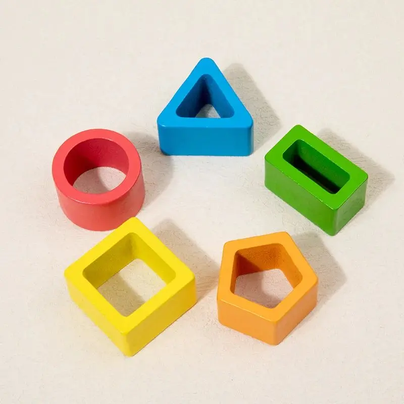 Juguetes apilables de clasificación de madera Montessori, rompecabezas de bloques de clasificación de colores y formas, juguetes apilables geométricos para niños pequeños, educación temprana