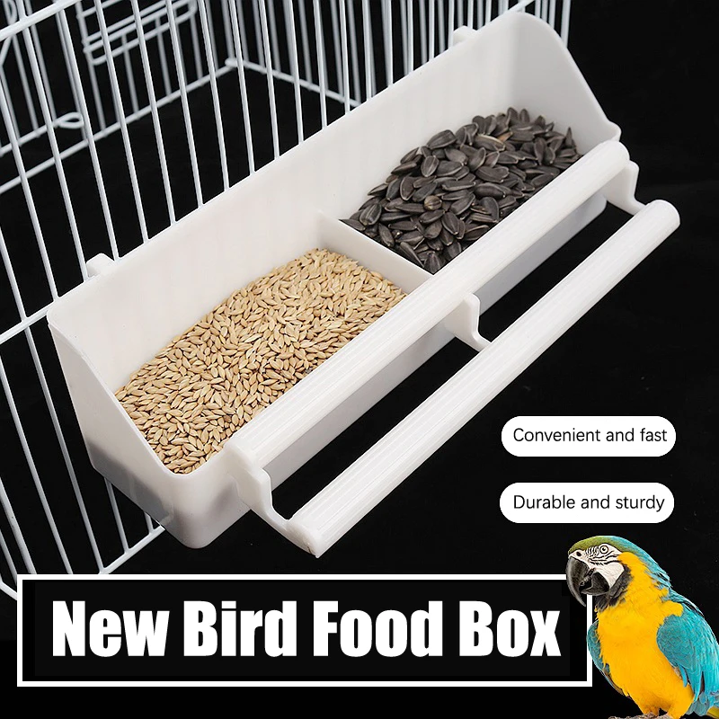 Cuenco colgante de agua para loros y pájaros, caja alimentadora blanca para periquitos, jaula para mascotas, contenedor de comida de plástico, peonía, cacatúas, suministros para periquitos