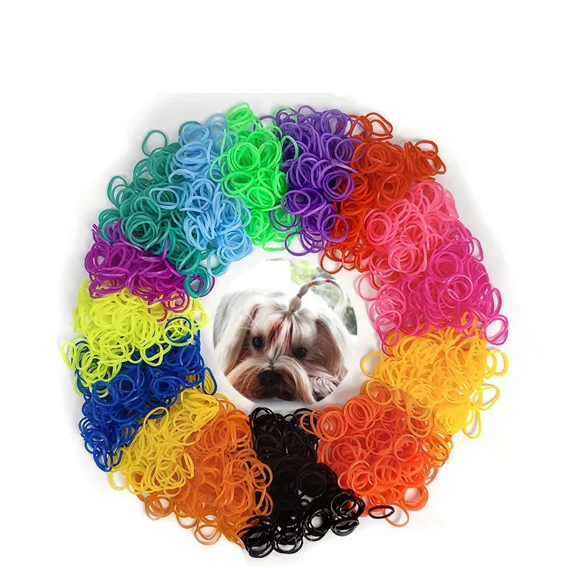 100 unids/pack aseo gato cachorro duradero elástico diadema para perros sin palo pelo mascota banda de goma suministros para mascotas Accesorios