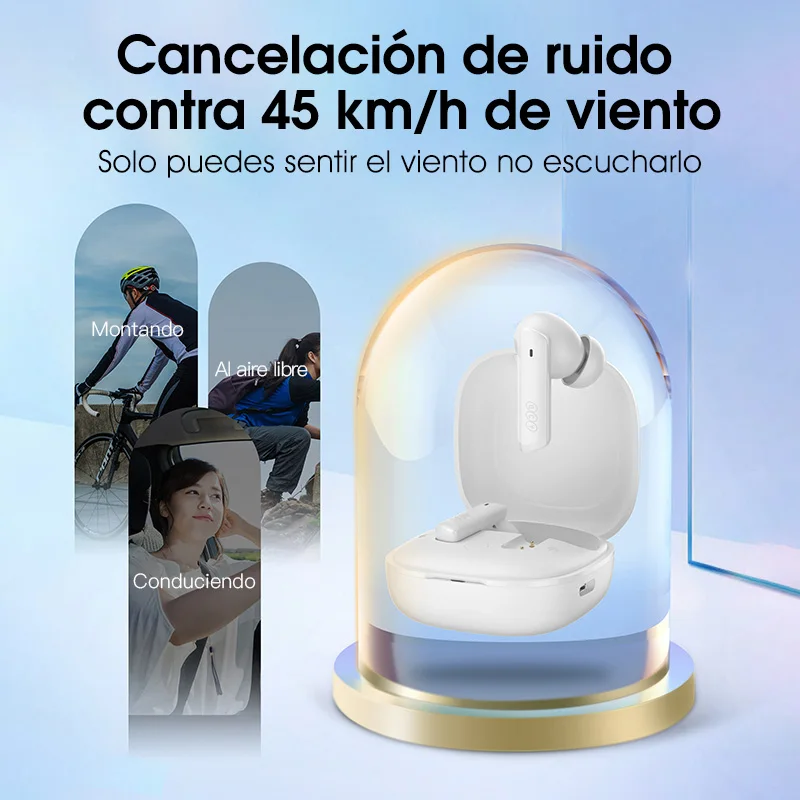 QCY HT05 ANC Auricular inalámbrico 40dB Cancelación de ruido Bluetooth 5.2 Auricular 6 Mic ENC HD Llamada TWS Auriculares Modo de transparencia